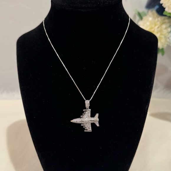 SOLD‼️Swarovski Crystal Airplane 925 Sterling Silver Necklace - Picture 7 of 11